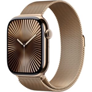 Apple Watch S10 42mm Gold Titanium Case with Gold Milanese Loop
